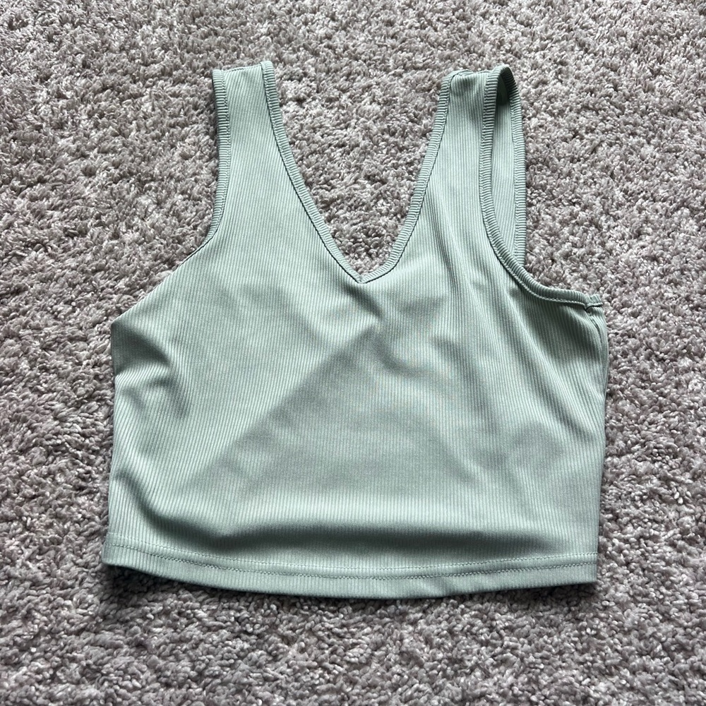 Sage Green Ribbed Crop Top